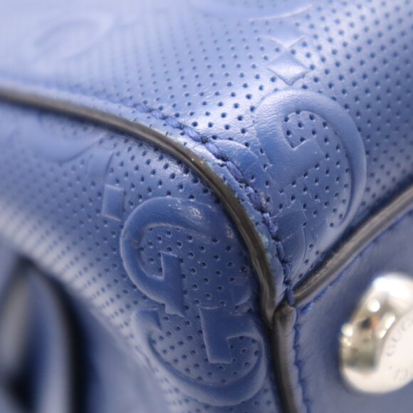 GUCCI Blue GG embossed leather tote bag - Picture 6 of 12